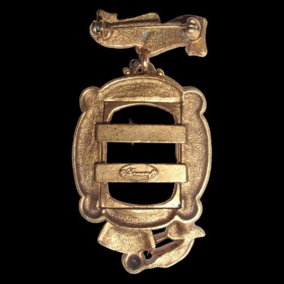 Vintage Danecraft Cat Brooch Pin I Love My Cat Photo Frame Signed - Picture 2 of 4